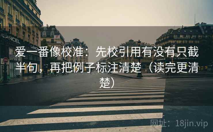 爱一番像校准：先校引用有没有只截半句，再把例子标注清楚（读完更清楚）